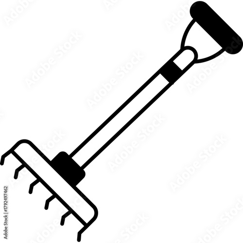 Rake Icon Glyph Design, Gardening and Landscaping Tool Symbol