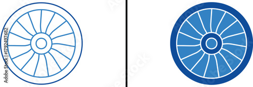 Wheel Design: Minimalist graphics of wheels with different color and outline, ideal for design templates, web icons, or conceptual visuals. 