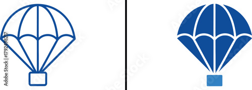 Skyward Ascent: A simplified outline of a parachute and balloon, rendered with clean lines, representing adventure and freedom.