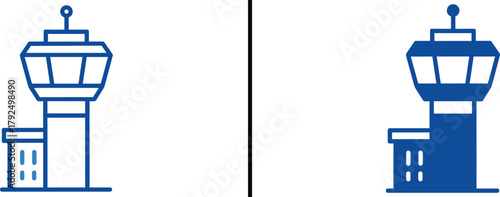 Air Traffic Control Towers: A meticulously crafted illustration of an air traffic control tower, an emblem of aviation safety and guidance, poised against a crisp backdrop.