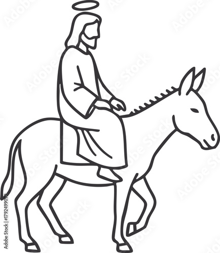 Jesus riding a donkey. The triumphal entre into Jerusalem