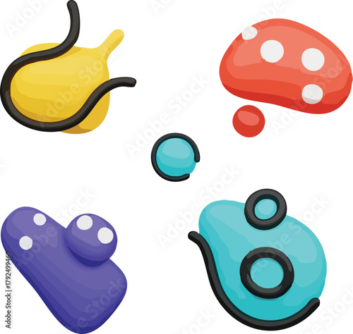 Abstract colorful shapes with white background and simple design