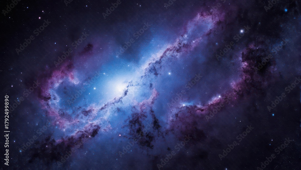 Fototapeta premium Vibrant Nebula in Deep Space with Glowing Stars and Cosmic Dust.