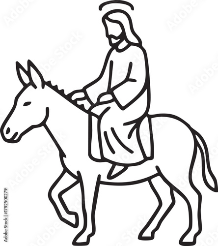 Jesus riding a donkey. The triumphal entre into Jerusalem