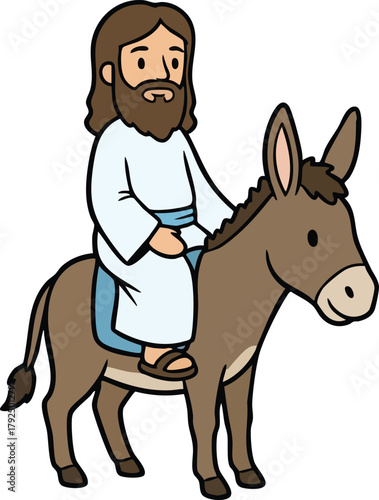 Jesus riding a donkey. The triumphal entre into Jerusalem