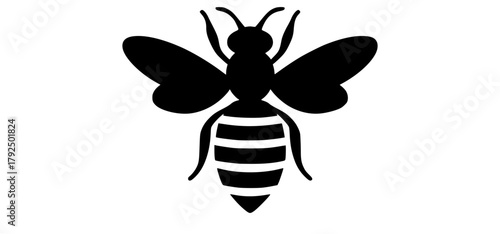 a black and white silhouette of a beeant, bee, black, icon, illustration, insect, profile, wasp, white 