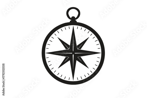 Vintage compass rose symbol with grunge texture and navigational markings