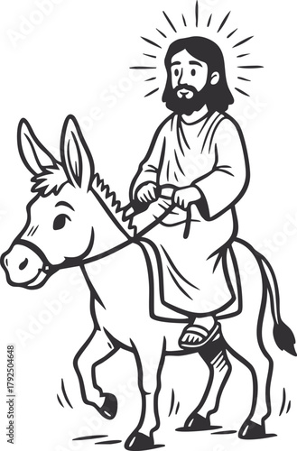 Jesus riding a donkey. The triumphal entre into Jerusalem