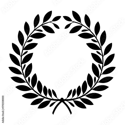 Black laurel wreath in circular shape for decoration or award  
