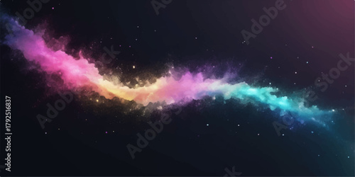 Abstract dark blue space background with glowing stars, galaxy, and nebula