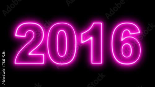 2016 Happy new year 2016 neon animated background greetings happy new year 2016 fireworks neon text . Represents New Year's Eve, celebration, Christmas, countdown, and future concepts.