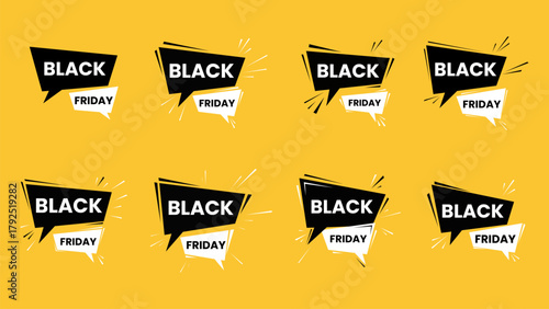 Black Friday sale banners set, sale labels, design vector elements