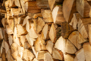 Fototapete Brennholz Textur stack of oak firewood  © OneClic