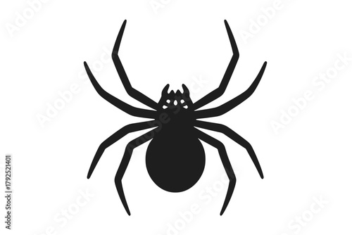Scary black arachnid silhouette symbol for spooky Halloween decoration and design elements