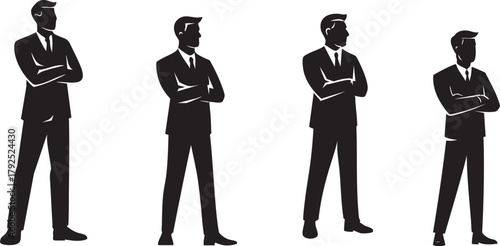  Black Vector Business Team Meeting with Laptop Discussion