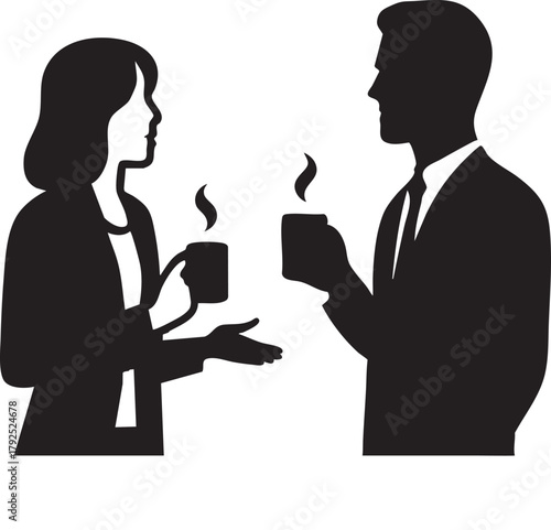  Black Vector Business Team Meeting with Laptop Discussion