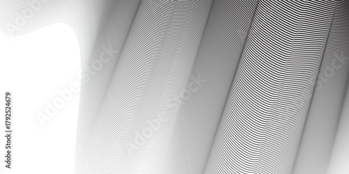 Abstract background with wavy surface made of modern black lines