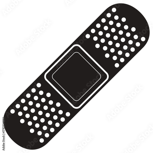 Silhouette Vector of adhesive bandage. Black First aid plaster illustration for wound care and protection. Medical adhesive bandage icon. band aid adhesive bandage silhouette vector