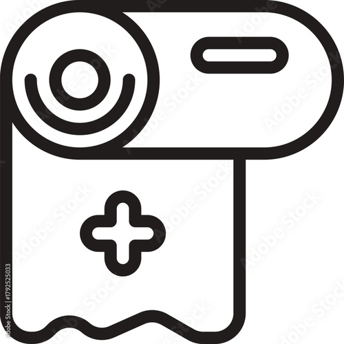 Line art vector of a bandage tap. Icon of bandage tap. Outline of Gauze. Sterile gauze icon vector. vector set of medical bandage. Bandage Roll