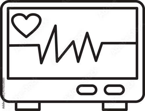 Vector of ECG monitor. heart beat on monitor. ECG monitor outline. EKG monitor icon outline vector sign, linear style pictogram.