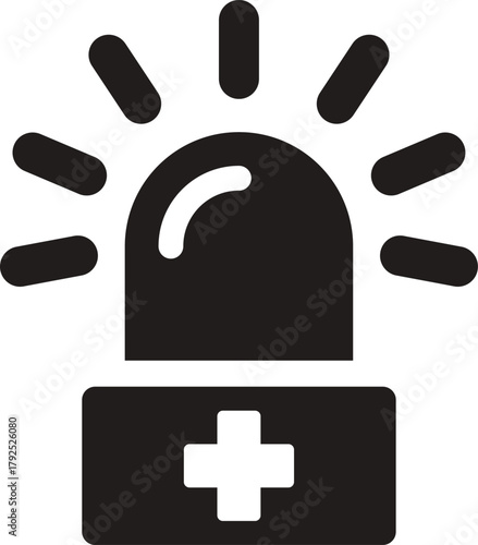 emergency beacon silhouette vector. Emergency siren alarm icon silhouette illustration. 