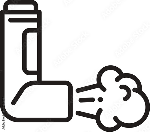 Outline of Inhaler. Asthma inhaler. Line art vector of Medical inhaler for patients with asthma and shortness of breath in the treatment and prevention. inhaler icon simple isolated vector sign. 