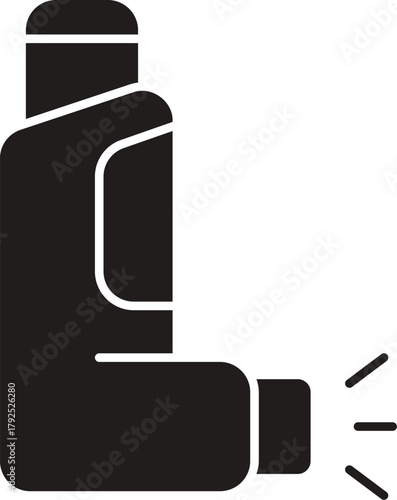 Silhouette of Inhaler. Icon of Asthma inhaler vector design. Black Medical inhaler for patients with asthma and shortness of breath in the treatment and prevention. inhaler glyph icon. 