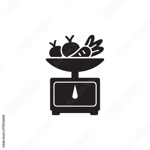 Kitchen scale with vegetables