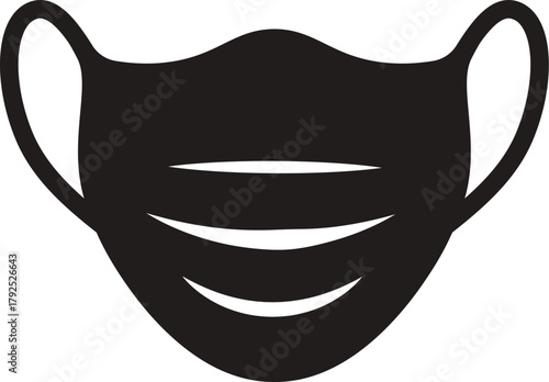 Silhouette vector of Medical Mask. Black Medical face mask icon. Face mask icon symbol corona virus protection