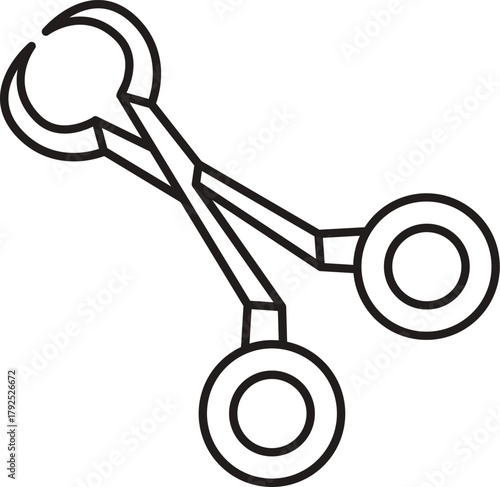 vector illustration of a Medical pliers icon. Surgical forceps. medical instrument laboratory tool precision pliers stainless steel blue handle isolated on transparent background. 