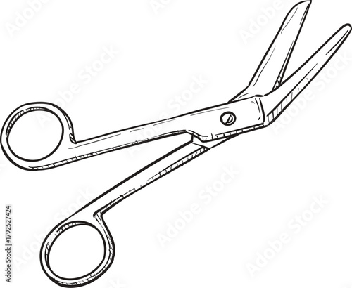Surgical scissor isolated on white background. medical scissor illustration vector clip art. 