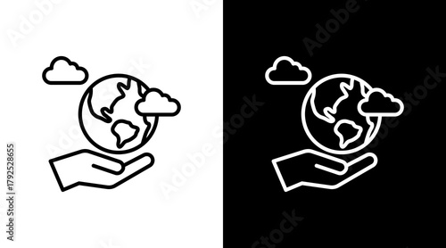 Climate Action  White Icon Set Design