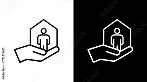 Refugee Support  White Icon Set Design