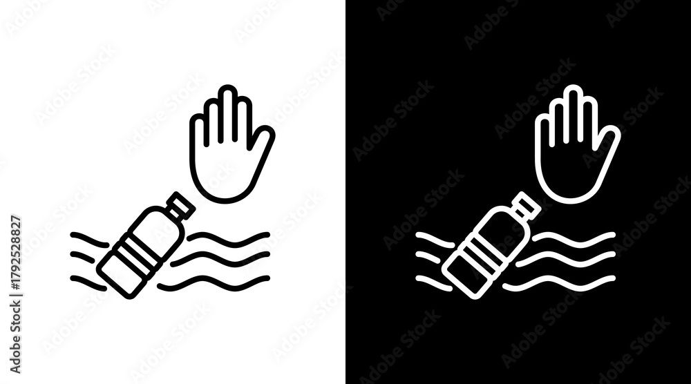 Obraz premium Plastic Pollution White Icon Set Design