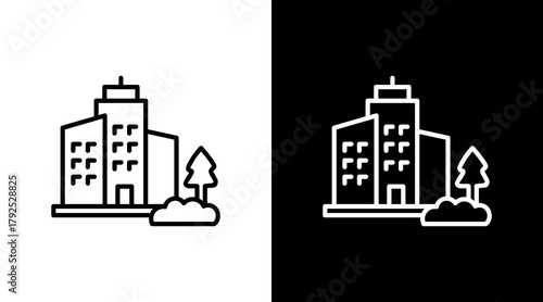 Urban Green Spaces  White Icon Set Design