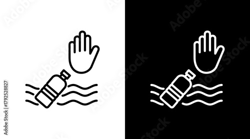 Plastic Pollution  White Icon Set Design