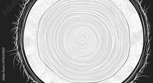 Detailed cross section of a coconut revealing intricate natural concentric growth rings.