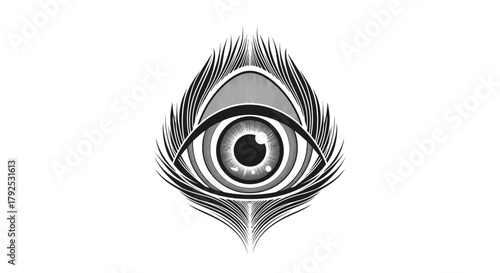 Mysterious Eye Within a Peacock Feather Symbol.