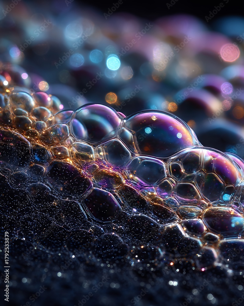 Fototapeta premium close up of colorful iridescent bubbles