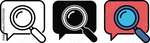 search symbol in various styles including line art, silhouette and color vector , magnifying glass illustration design