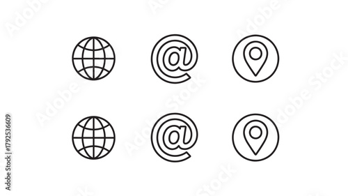 Set of minimalist contact us icons simple line vector design elements for web and mobile apps isolated on white background