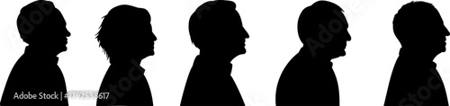 Set of different silhouettes of people portraits, vector