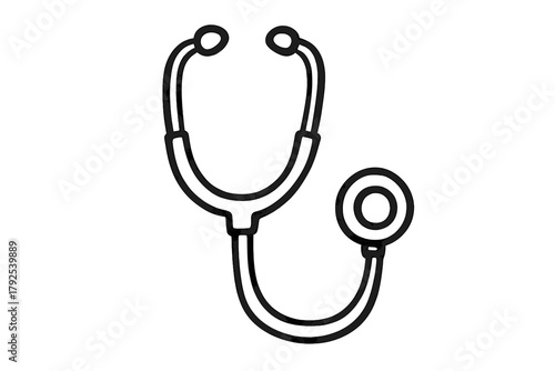 Classic medical stethoscope outline for healthcare, diagnosis, and wellness concepts