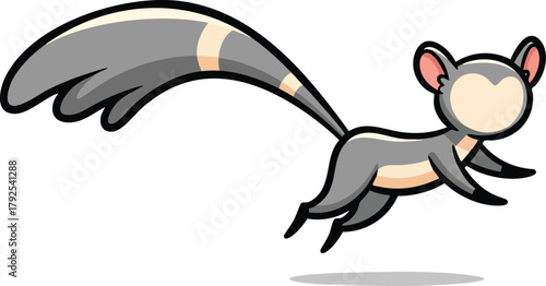 Pixel Art Flying Sugar Glider Animal Isolated on White Background Dynamic Pose