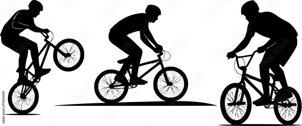 Fototapeta premium Bmx cycling silhouette, Bmx stunt silhouette, Bmx cyclist silhouette, Bmx cycling, Bmx cyclist, Bmx , Bmx silhouette