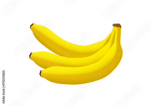 Bananas. Bunch of bananas. Vector 3d clipart isolated on white background.