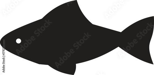 Black fish silhouette icon on white background