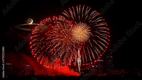 Spectacular Fireworks Display Illuminating the Night Sky with Vibrant Colors.