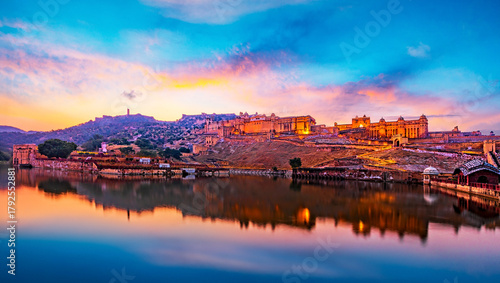 Amber Fort and Maota Lake, Jaipur, Rajasthan, India