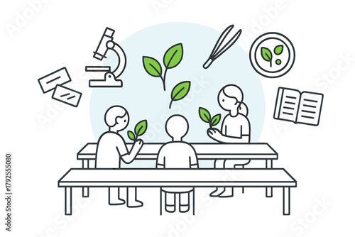 Collaborative scientific research and botany study in a laboratory environment